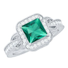 Lab Grown Emerald Vintage Inspired Engagement Ring with Diamond AAAA - Rosec Jewels