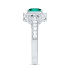 Lab Grown Emerald Vintage Inspired Engagement Ring with Diamond AAAA - Rosec Jewels