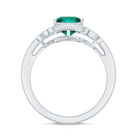 Lab Grown Emerald Vintage Inspired Engagement Ring with Diamond AAAA - Rosec Jewels