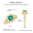 Lab Grown Emerald Vintage Inspired Engagement Ring with Diamond AAAA - Rosec Jewels