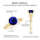Vintage Style 2.7 Carat Lab Grown Blue Sapphire Engagement Ring with Diamond AAAA - Rosec Jewels