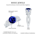 Designer 2.7 Carat Lab Grown Blue Sapphire Statement Engagement Ring with Diamond AAAA - Rosec Jewels