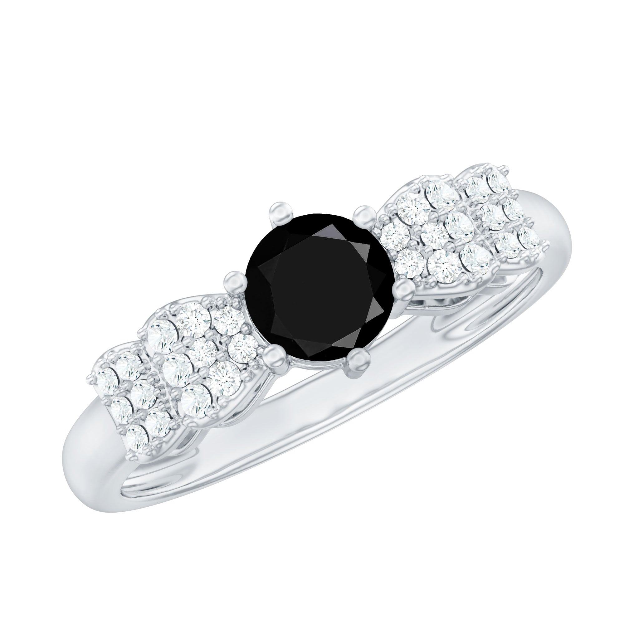 Certified 0.84 Carat Lab Grown Black Diamond Solitaire Engagement Ring with White Diamond AAAA ( Synthetic ) - Rosec Jewels