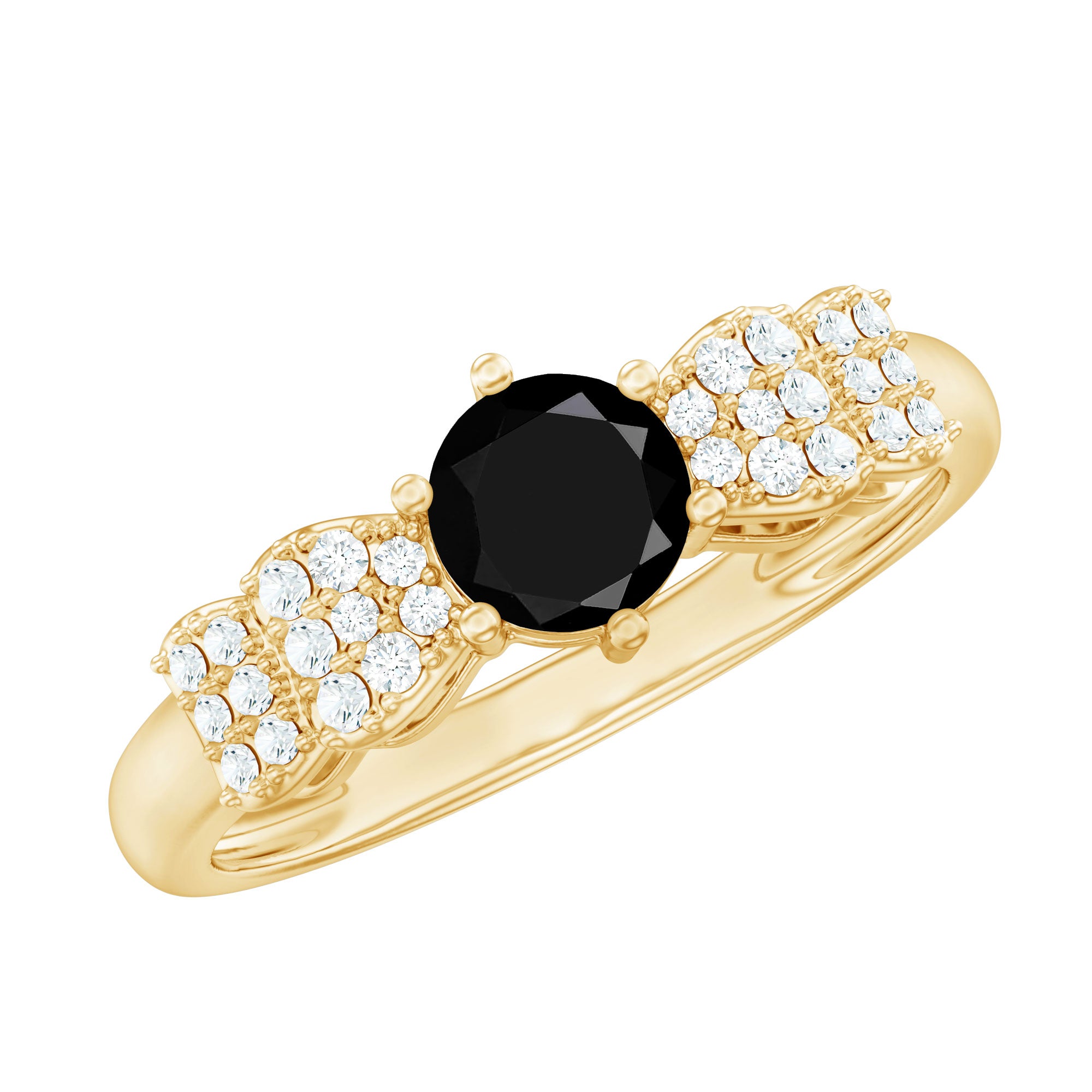 Certified 0.84 Carat Lab Grown Black Diamond Solitaire Engagement Ring with White Diamond AAAA ( Synthetic ) - Rosec Jewels