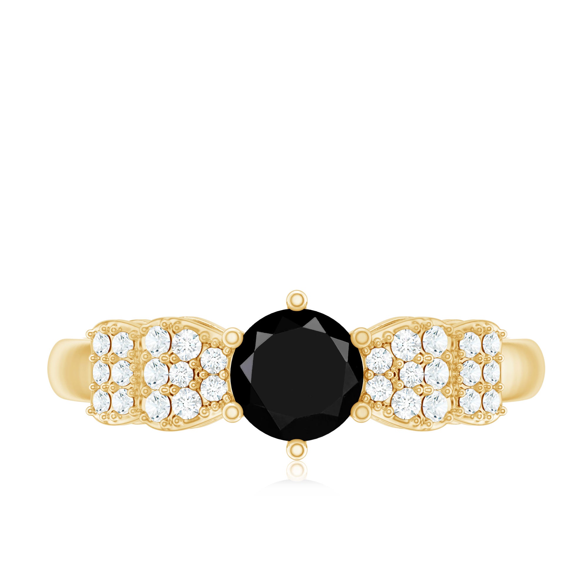 Certified 0.84 Carat Lab Grown Black Diamond Solitaire Engagement Ring with White Diamond AAAA ( Synthetic ) - Rosec Jewels