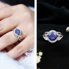 Rosec Jewels-Certified Lab Grown Blue Sapphire Antique engagement ring with Diamond