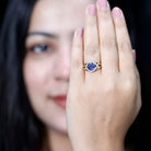 Rosec Jewels-Certified Lab Grown Blue Sapphire Antique engagement ring with Diamond
