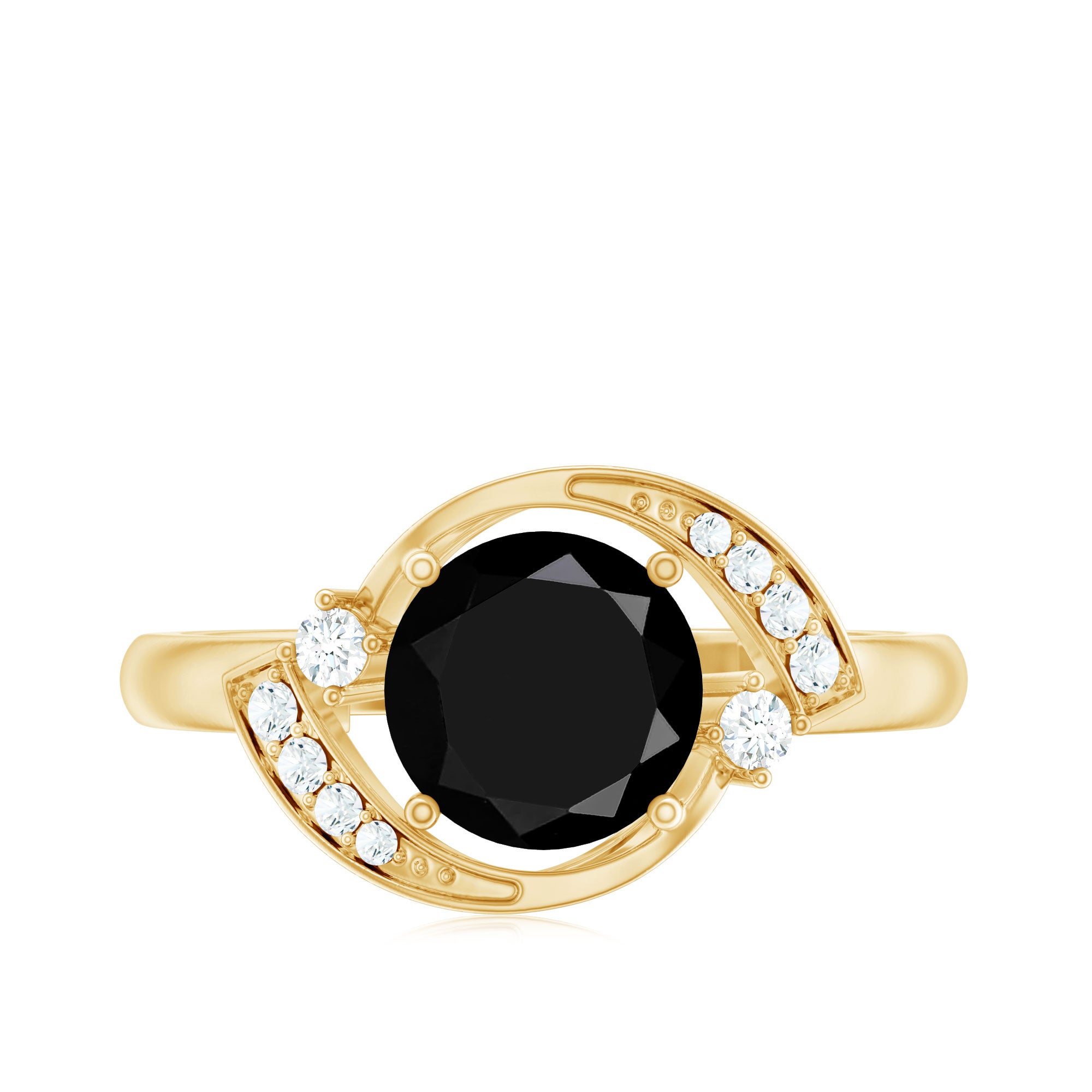 2 Carat Lab Grown Black and White Diamond Engagement Ring for Women AAAA ( Synthetic ) - Rosec Jewels