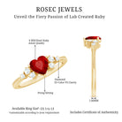 Lab Grown Ruby Heart Promise Ring with Diamond Accent AAAA - Rosec Jewels