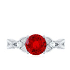 Certified Lab Created Ruby Solitaire Engagement Ring with Diamonds AAAA - Rosec Jewels