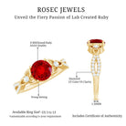 Certified Lab Created Ruby Solitaire Engagement Ring with Diamonds AAAA - Rosec Jewels