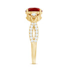 Certified Lab Created Ruby Solitaire Engagement Ring with Diamonds AAAA - Rosec Jewels
