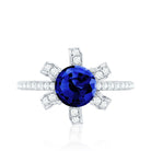 Nature Inspired 2.7 Carat Lab Grown Blue Sapphire Diamond Engagement Ring AAAA - Rosec Jewels