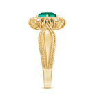 Lab Grown Emerald Vintage Style Flower Engagement Ring With Diamond AAAA - Rosec Jewels