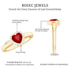 6 MM Lab Grown Ruby Heart Engagement Ring with Diamond Halo AAAA - Rosec Jewels