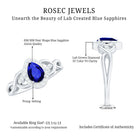 Certified 1.6 Carat Lab Grown Blue Sapphire Diamond Teardrop Engagement Ring with Crossover Shank AAAA - Rosec Jewels
