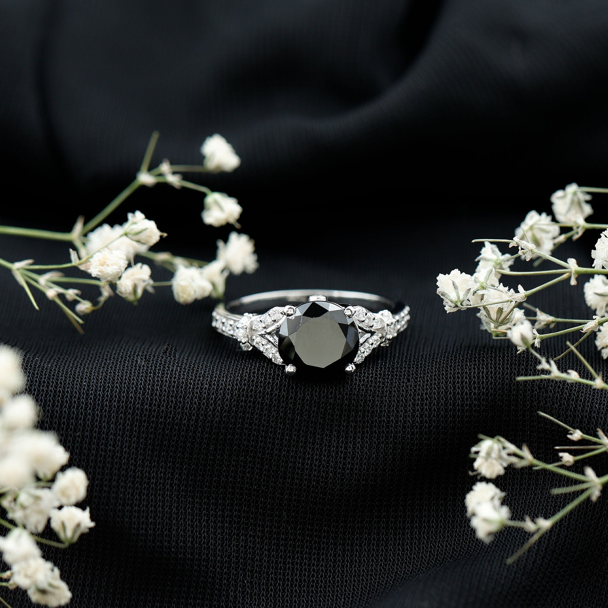 Rosec Jewels-Lab Grown Black Diamond Solitaire Engagement Ring
