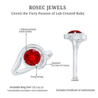 Certified 7MM Lab Created Ruby Engagement Ring with Diamond Half Halo AAAA - Rosec Jewels