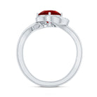 Certified 7MM Lab Created Ruby Engagement Ring with Diamond Half Halo AAAA - Rosec Jewels