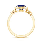 Certified 2.7 Carat Lab Grown Blue Sapphire Halo Engagement Ring with Diamond Flower AAAA - Rosec Jewels