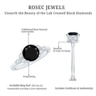 Certified 2 Carat Lab Grown Black Diamond Solitaire Engagement Ring with White Diamond AAAA ( Synthetic ) - Rosec Jewels