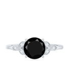 Certified 2 Carat Lab Grown Black Diamond Solitaire Engagement Ring with White Diamond AAAA ( Synthetic ) - Rosec Jewels
