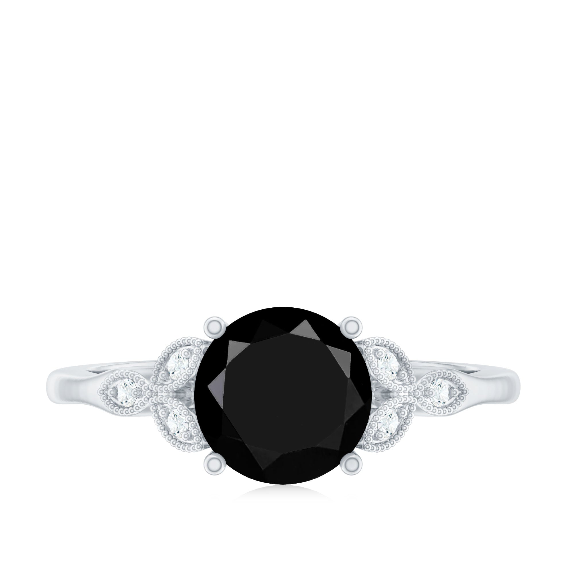 Certified 2 Carat Lab Grown Black Diamond Solitaire Engagement Ring with White Diamond AAAA ( Synthetic ) - Rosec Jewels