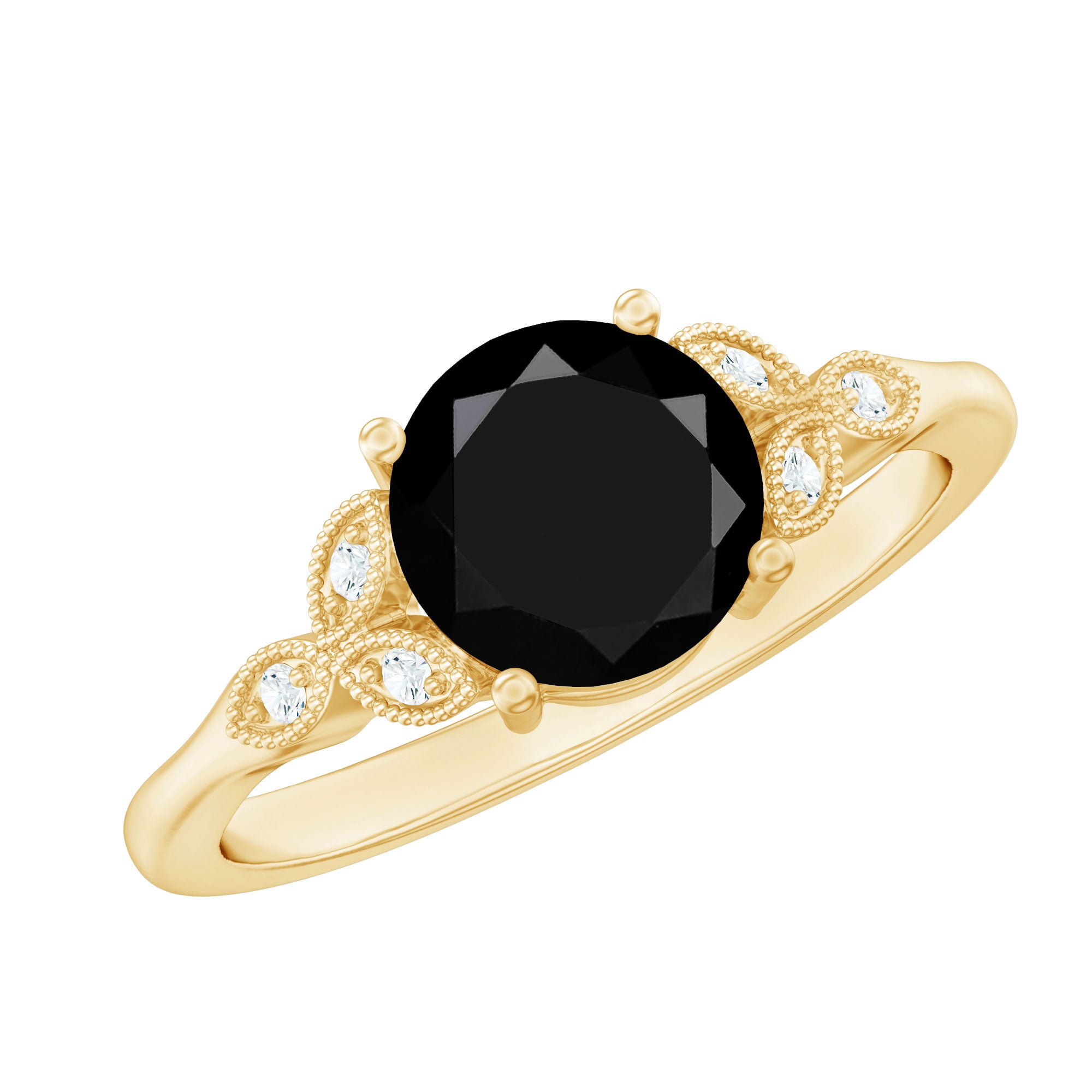 Certified 2 Carat Lab Grown Black Diamond Solitaire Engagement Ring with White Diamond AAAA ( Synthetic ) - Rosec Jewels