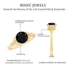 Certified 2 Carat Lab Grown Black Diamond Solitaire Engagement Ring with White Diamond AAAA ( Synthetic ) - Rosec Jewels