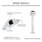 Vintage Looking 1 Carat Lab Grown Black and White Diamond Engagement Ring AAAA ( Synthetic ) - Rosec Jewels