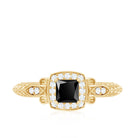 Vintage Looking 1 Carat Lab Grown Black and White Diamond Engagement Ring AAAA ( Synthetic ) - Rosec Jewels