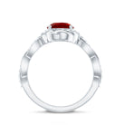 Lab Grown Ruby and Diamond Engagement Ring with Twisted Rope Design AAAA - Rosec Jewels