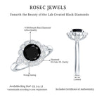 Certified Lab Grown Black Diamond Engagement Ring with Diamond Accent AAAA ( Synthetic ) - Rosec Jewels