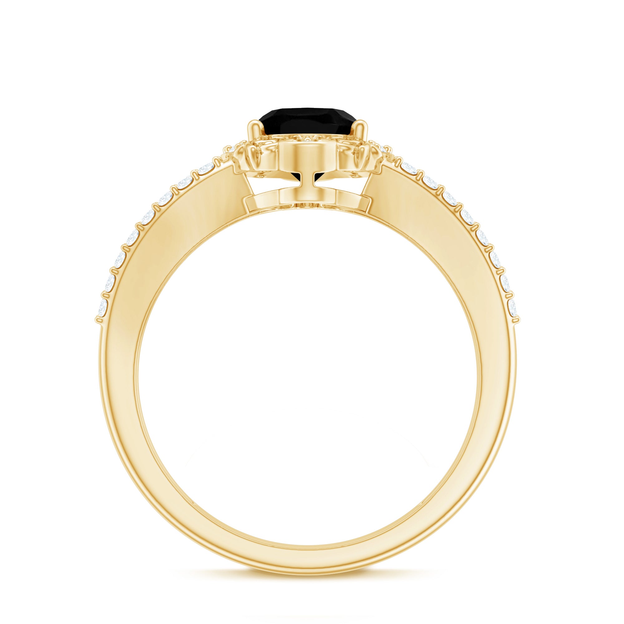 Rosec Jewels-Vintage Style 1.9 Carat Lab Grown Black Diamond Oval Engagement Ring with Diamond Halo