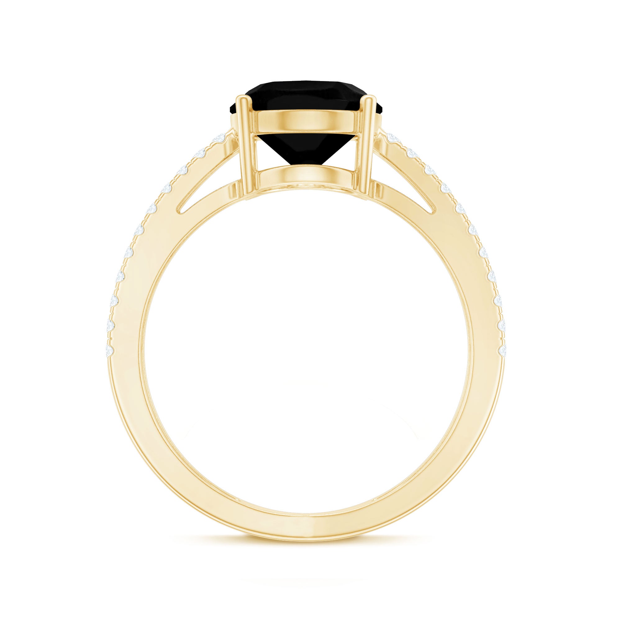 4.2 Carat Lab Grown Black Diamond Statement Engagement Ring with White Diamond AAAA ( Synthetic ) - Rosec Jewels