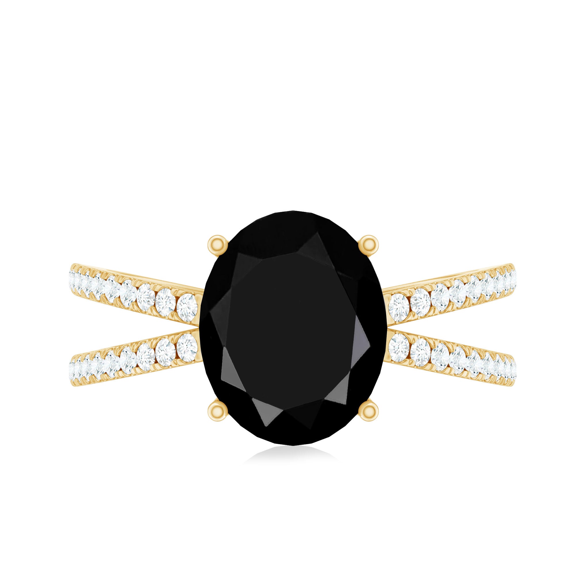 4.2 Carat Lab Grown Black Diamond Statement Engagement Ring with White Diamond AAAA ( Synthetic ) - Rosec Jewels