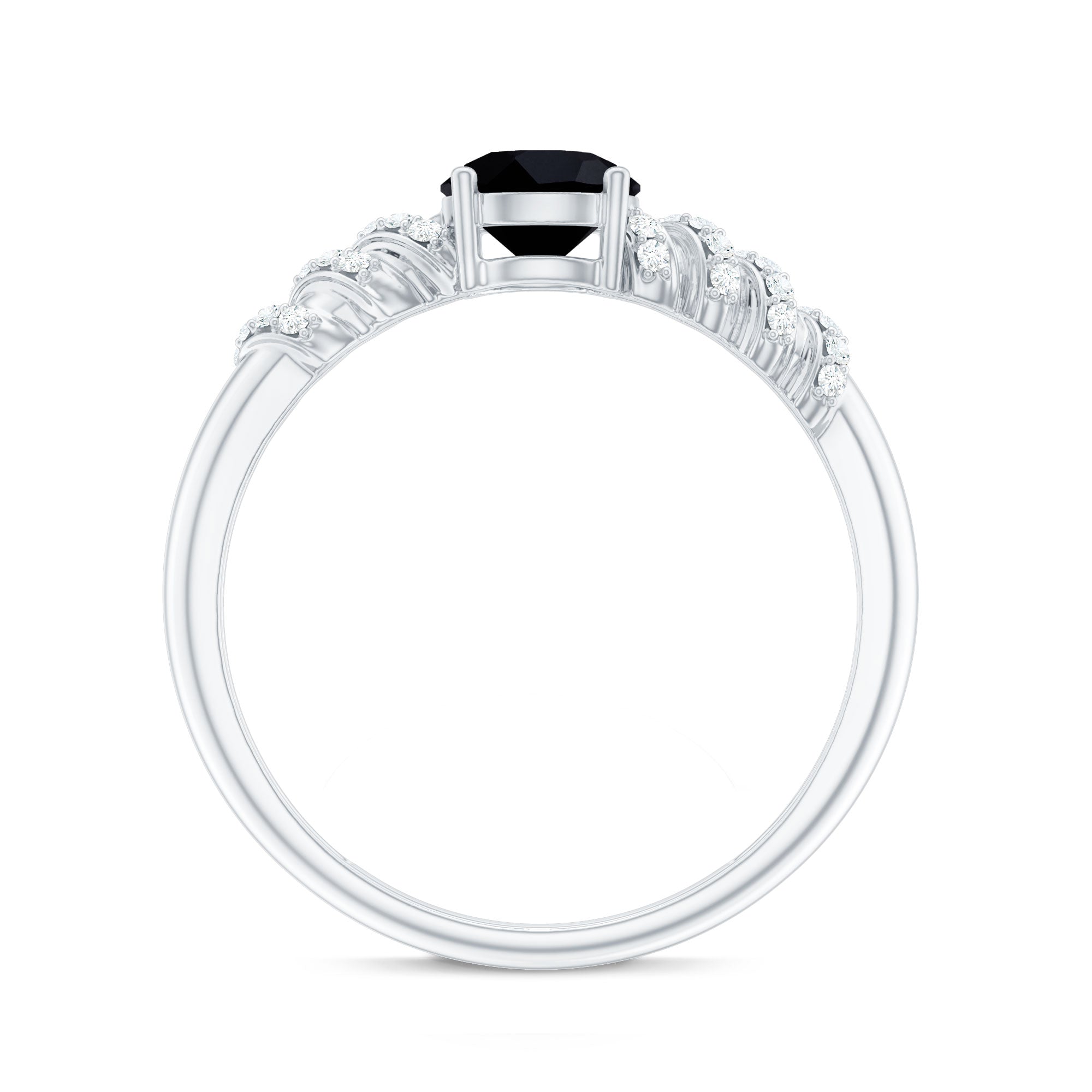 Rosec Jewels-Lab Grown Black Diamond Solitaire Promise Ring With Diamond