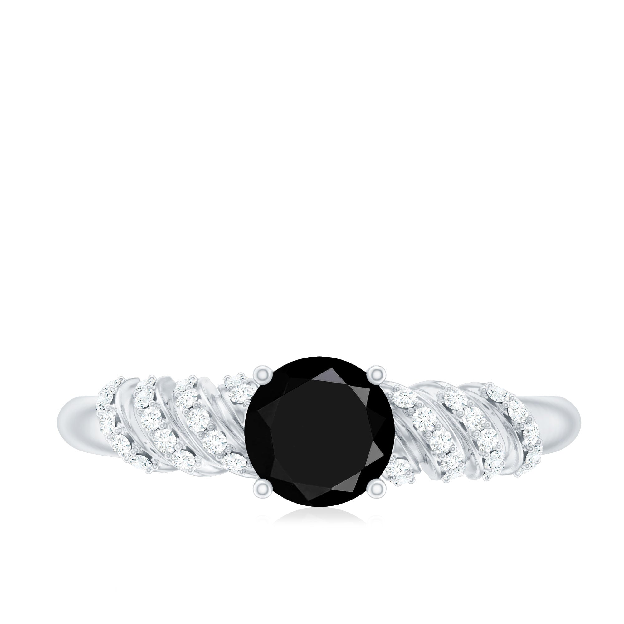 Rosec Jewels-Lab Grown Black Diamond Solitaire Promise Ring With Diamond