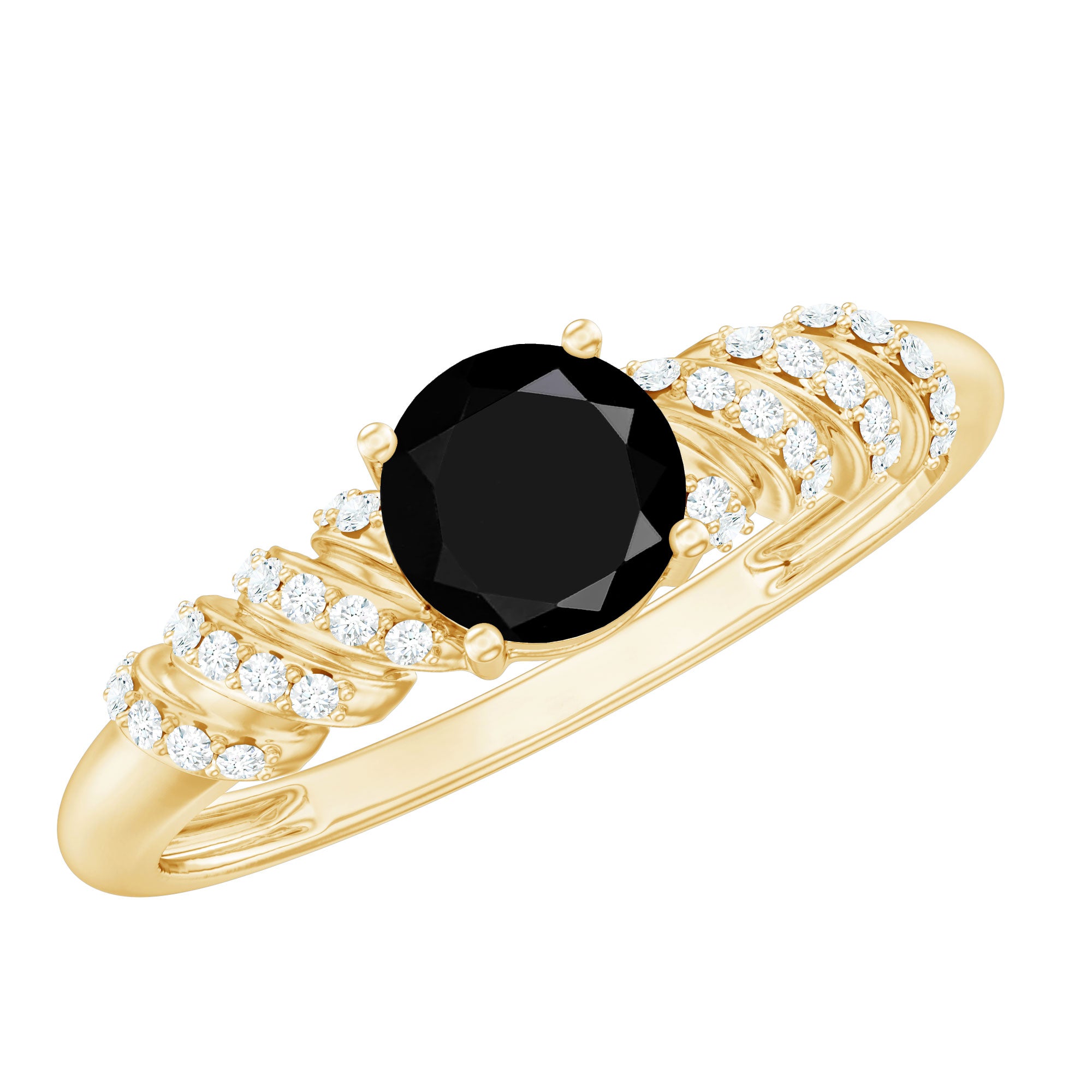 Rosec Jewels-Lab Grown Black Diamond Solitaire Promise Ring With Diamond