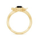 1.3 Carat Lab Grown Black Diamond Flower Engagement Ring with White Diamond AAAA ( Synthetic ) - Rosec Jewels