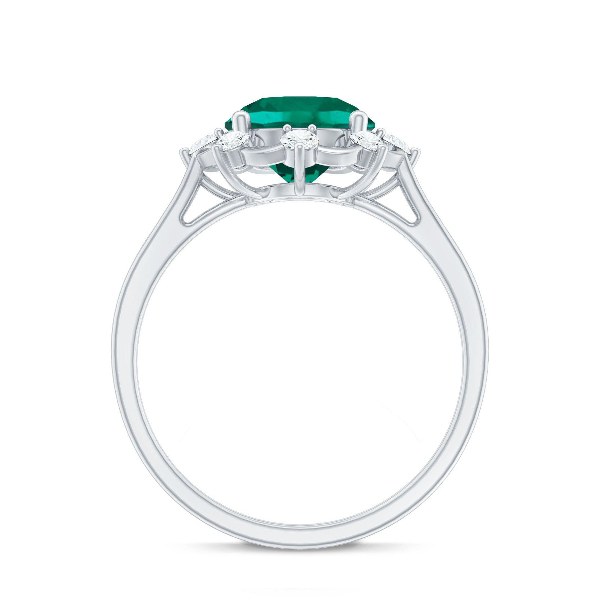 Lab Grown Emerald Designer Flower Engagement Ring AAAA - Rosec Jewels
