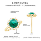Lab Grown Emerald Designer Flower Engagement Ring AAAA - Rosec Jewels