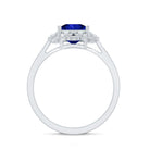 Art Deco 1.5 Carat Lab Grown Blue Sapphire Princess Cut Engagement Ring with Diamond AAAA - Rosec Jewels