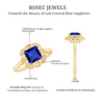 Art Deco 1.5 Carat Lab Grown Blue Sapphire Princess Cut Engagement Ring with Diamond AAAA - Rosec Jewels