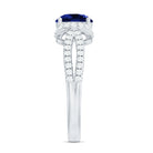 Certified 2.7 Carat Lab Grown Blue Sapphire Engagement Ring with Diamond for Women AAAA - Rosec Jewels