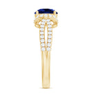 Certified 2.7 Carat Lab Grown Blue Sapphire Engagement Ring with Diamond for Women AAAA - Rosec Jewels