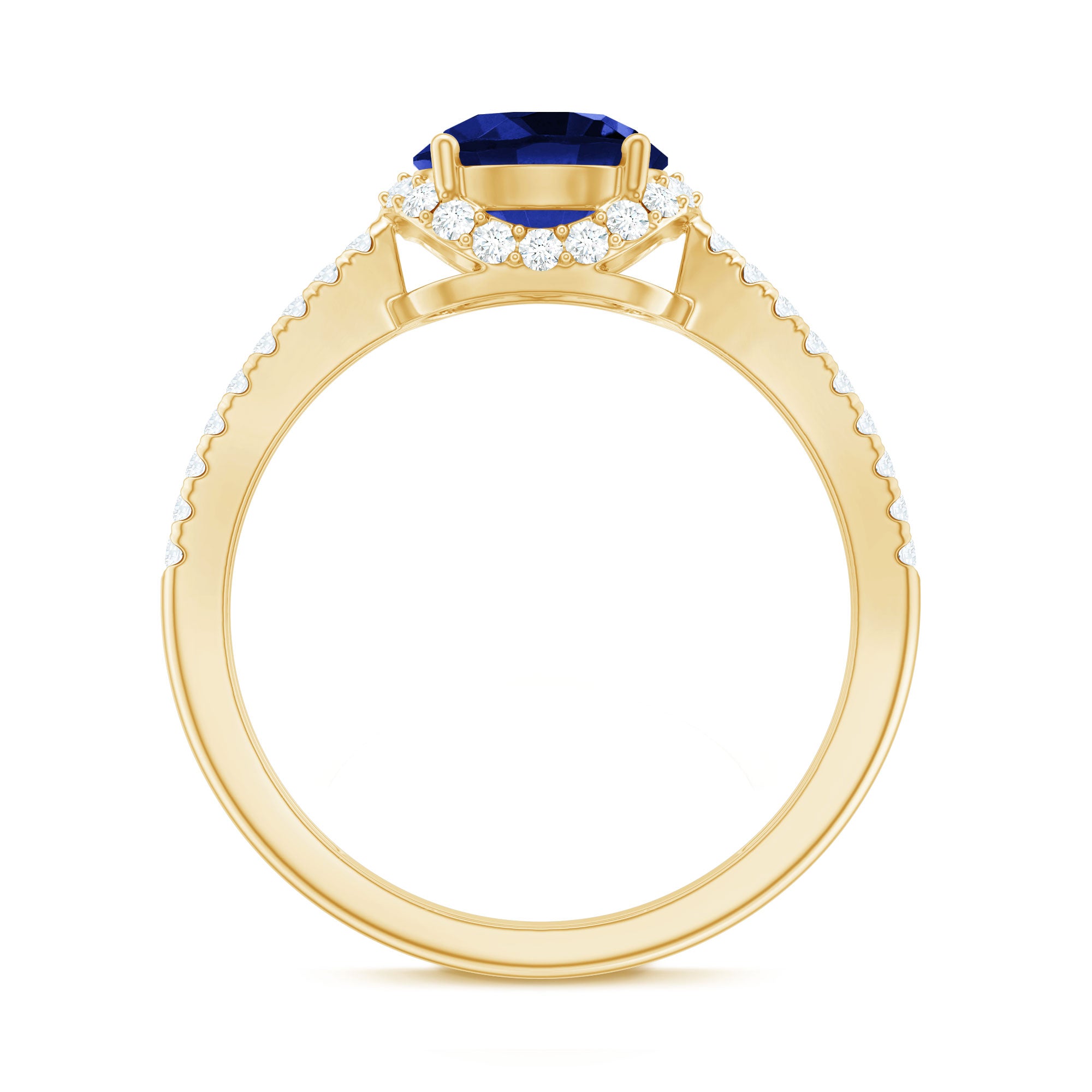 Certified 2.7 Carat Lab Grown Blue Sapphire Engagement Ring with Diamond for Women AAAA - Rosec Jewels