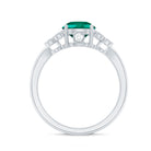 Certified Lab Grown Emerald Trio Engagement Ring with Diamond AAAA - Rosec Jewels