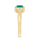 Certified Lab Grown Emerald Trio Engagement Ring with Diamond AAAA - Rosec Jewels