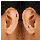 Ruby and Black Onyx Spider Helix Earring Black Onyx - ( AAA ) - Quality - Rosec Jewels